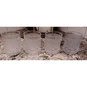 Vintage Crystal Clear Industries Trellis Set of 4 Mugs 10-1/4 Oz